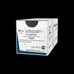 ПВДФ, мононить нерасс., синяя, USP 6-0 (М0,7), 45см, реж/1, 3/8, 16мм, 0,43мм